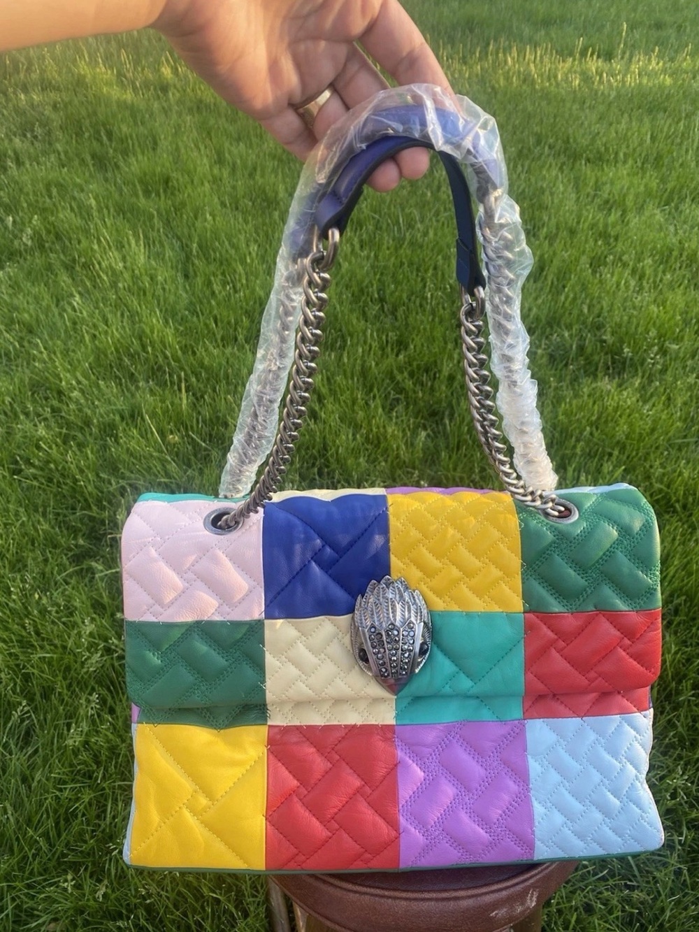 Kurt Geiger Kensington XXL Multicolor Colorblock Shoulder Bag, Chain Strap